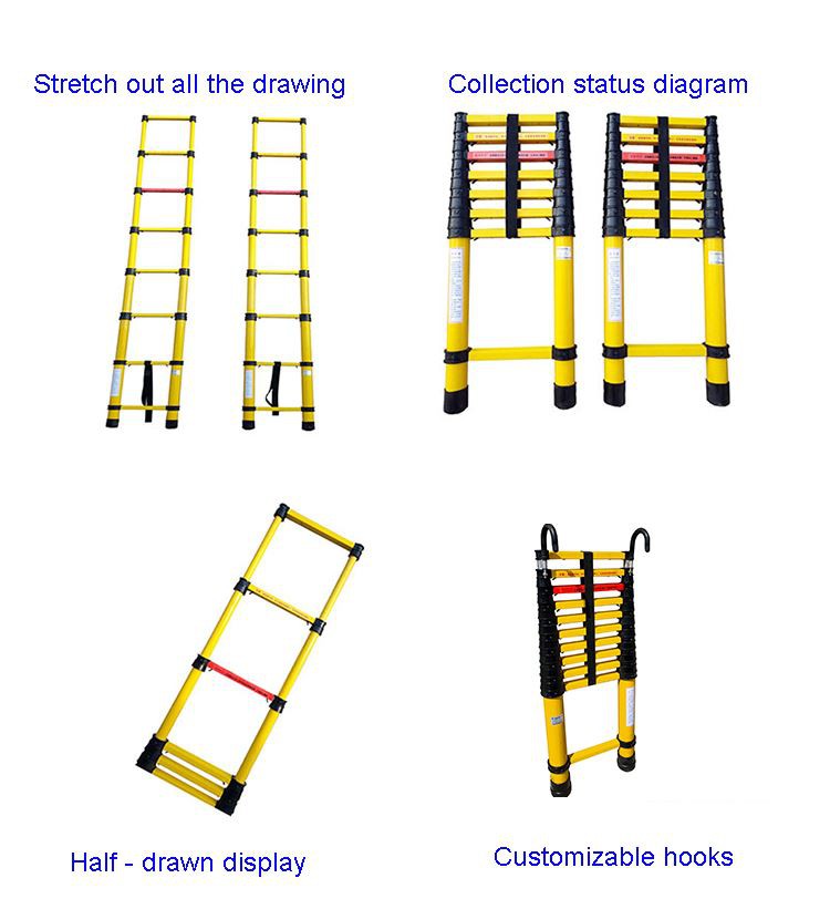 2m - 5m fiberglass telescopic step ladder